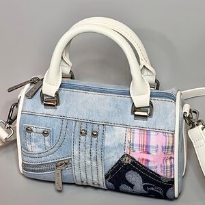 Stylish Denim and White Handbag